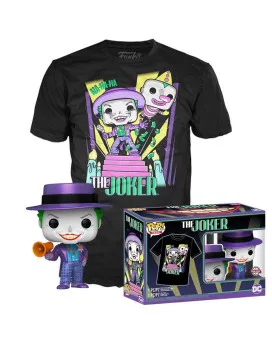 Set Bobble Figure DC - Batman POP! & Tee - The Joker With Megaphone - XL 