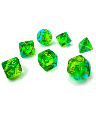 Kockice Chessex - Gemini - Translucent - Green-Tea & Yellow (7) 