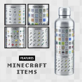 Boca Paladone Minecraft - Metal Water Bottle 