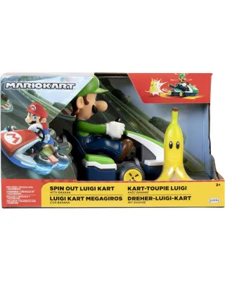 Action Figure Super Mario Kart - Spin Out Luigi Kart 