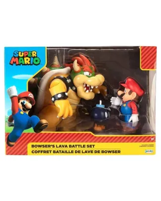 Action Figure World of Nintendo - Super Mario - Mario vs. Bowser Lava Battle (3-pack) 
