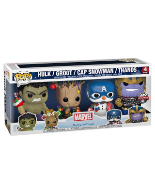 Bobble Figure Marvel - Marvel POP! - Hulk / Groot / Cap Snowman / Thanos - 4-Pack 