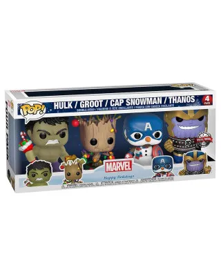 Bobble Figure Marvel - Marvel POP! - Hulk / Groot / Cap Snowman / Thanos - 4-Pack 