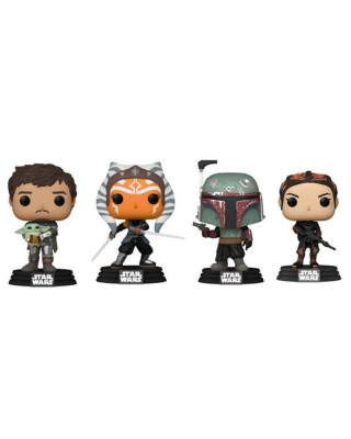 Bobble Figure Star Wars POP! 4-Pack - The Mandalorian with Grogu / Ahsoka / Boba Fett / Fennec Shand 