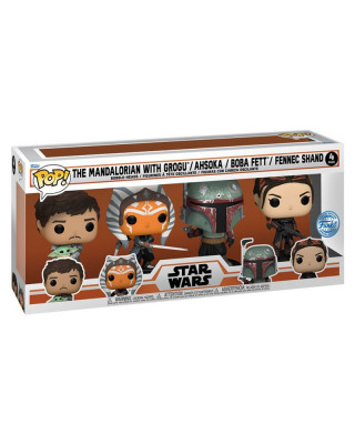 Bobble Figure Star Wars POP! 4-Pack - The Mandalorian with Grogu / Ahsoka / Boba Fett / Fennec Shand 