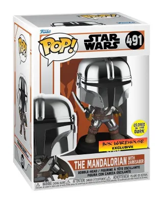 Bobble Figure Star Wars - The Mandalorian POP! - The Mandalorian with Darksaber  Exclusive 