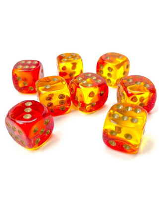 Kockice Chessex - Gemini - Translucent - Red-Yellow & Gold - Dice Block 12mm (36) 