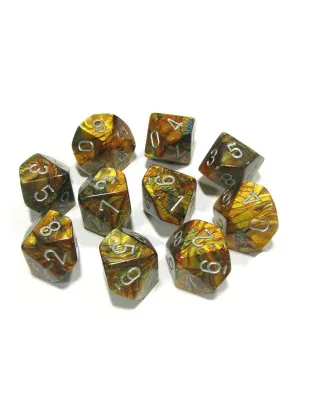 Kockice Chessex - Lustrous - Polyhedral - Gold & Silver - Set of Ten d10's 