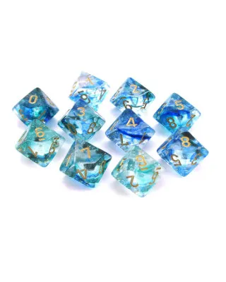 Kockice Chessex - Nebula - Luminary - Oceanic & Gold - Set of Ten d10's 