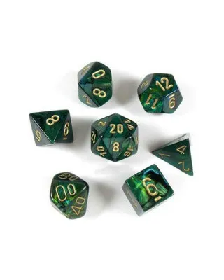 Kockice Chessex - Scarab - Mini Polyhedral - Jade & Gold (7) 