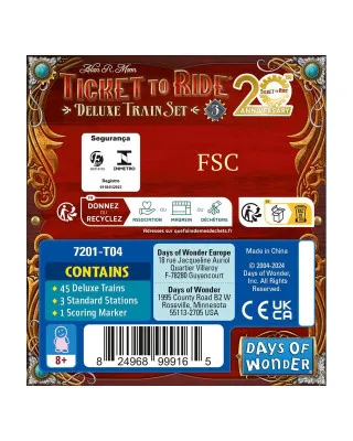 Društvena igra Ticket To Ride Europe - 20th Anniversary Deluxe Train Set - Red 