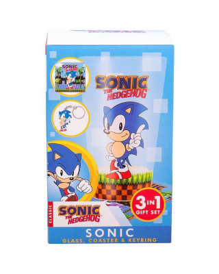 Gift Set - Sonic The Hedgehog - Čaša, Podmetač & Privezak 