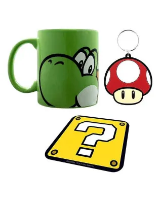 Gift Set - Super Mario - Yoshi - Šolja, Podmetač & Privezak 