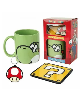 Gift Set - Super Mario - Yoshi - Šolja, Podmetač & Privezak 