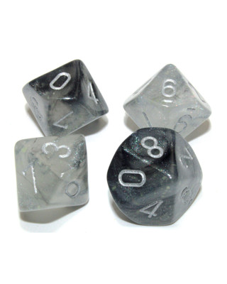 Kockice Chessex - Borealis - Luminary - Light Smoke & Silver - Set of Ten d10's 