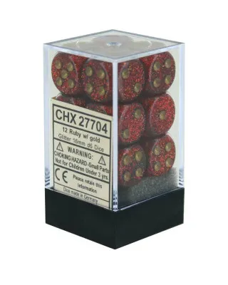 Kockice Chessex - Glitter - Polyhedral - Ruby & Gold 16mm (12) 
