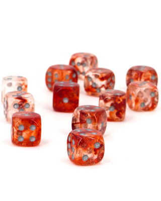 Kockice Chessex - Nebula - Luminary - Red & Silver - Dice Block (12) 