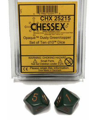 Kockice Chessex - Opaque - Dusty Green & Copper - (10) 