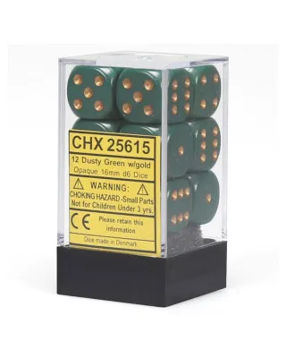Kockice Chessex - Opaque - Dusty Green & Copper (12) 16mm 