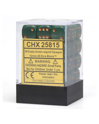Kockice Chessex - Opaque - Dusty Green & Copper - Dice Block (36) 12mm 