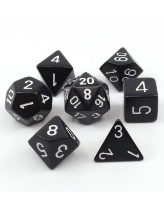 Kockice Chessex - Opaque - Polyhedral - Black & White (7) 