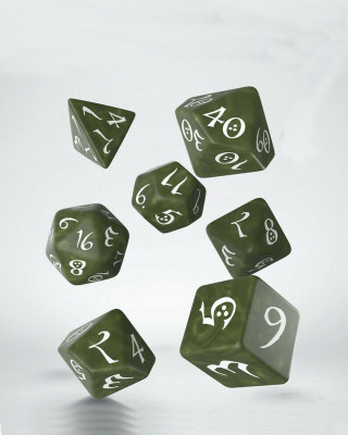 Kockice Q Workshop - Classic Classic RPG Olive & White - Dice Set (7) 