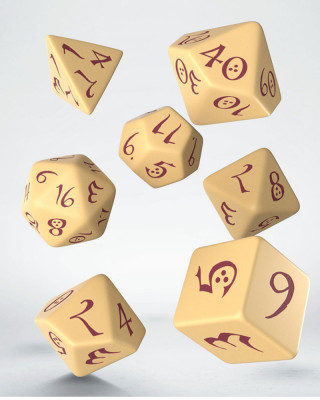 Kockice Q Workshop - Classic RPG Beige & Burgundy - Dice Set (7) 