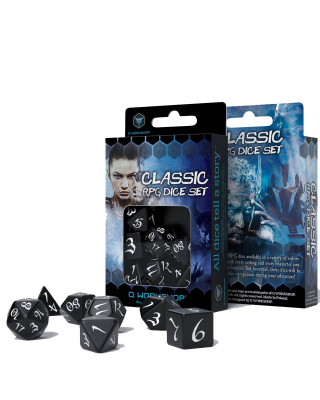 Kockice Q Workshop - Classic RPG Black & White - Dice Set (7) 