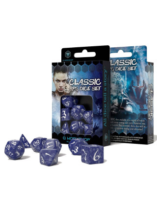 Kockice Q Workshop - Classic RPG Cobalt & White - Dice Set (7) 