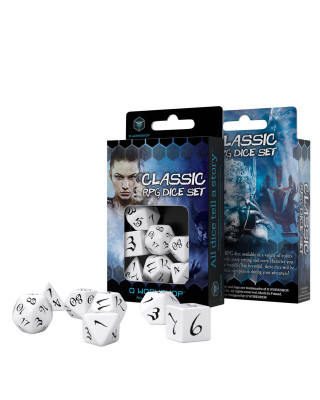 Kockice Q Workshop - Classic RPG White & Black - Dice Set (7) 