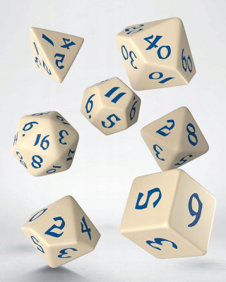 Kockice Q Workshop - Classic Runic Beige & Blue - Dice Set (7) 