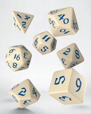 Kockice Q Workshop - Classic Runic Beige & Blue - Dice Set (7) 