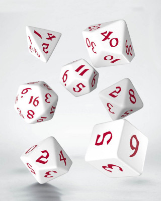 Kockice Q Workshop - Classic Runic White & Red - Dice Set (7) 