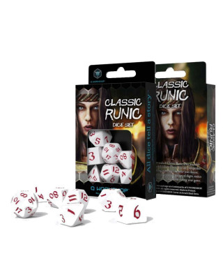 Kockice Q Workshop - Classic Runic White & Red - Dice Set (7) 