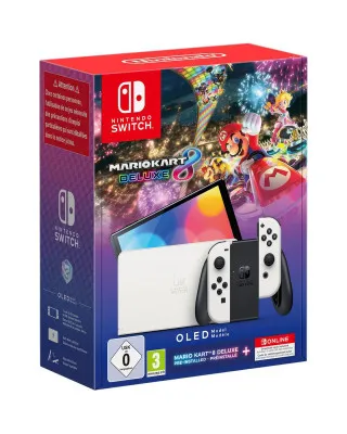 Konzola Nintendo Switch OLED (White Joy-Con) + Mario Kart 8 Deluxe + 12 Months Nintendo Online 