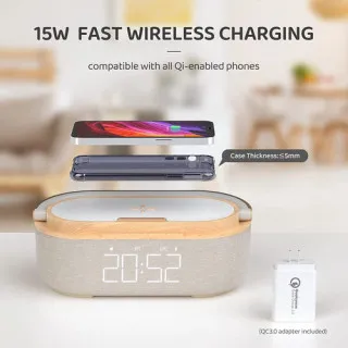 Lampa Moye Aurora - Lamp with Radio, Clock & Wi-Fi Charger 