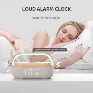 Lampa Moye Aurora - Lamp with Radio, Clock & Wi-Fi Charger 