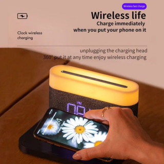 Lampa Moye Aurora with Clock and Wi-Fi Charger 
