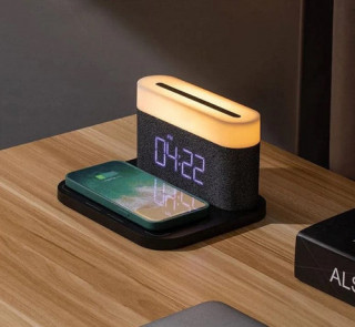 Lampa Moye Aurora with Clock and Wi-Fi Charger 