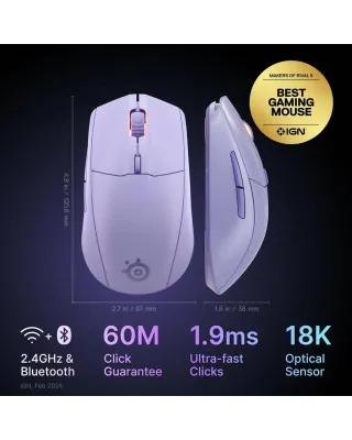 Miš SteelSeries RIVAL 3 Wireless V2 Lavender 
