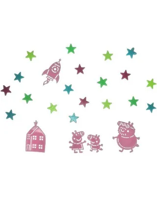 Nalepnice Paladone - Peppa Pig Wall Stickers - Glow in the Dark 