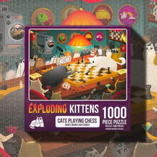 Puzzle for Adults Explodings Kittens - Cats Playing Chess 