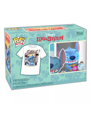Set Bobble Figure Disney - Lilo & Stitch POP! & Tee - Ukelele Stitch (Flocked) - L 