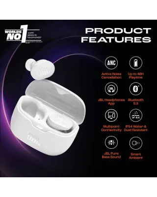 Slušalice JBL Tune Buds - Bele Bežične bubice 