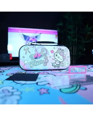 Starter Kit Konix - Hello Kitty - Protective Case, Storage Box, Protective Screen, Cleaning Wipe & In-Ear Headphones 