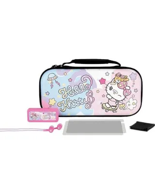 Starter Kit Konix - Hello Kitty - Protective Case, Storage Box, Protective Screen, Cleaning Wipe & In-Ear Headphones 