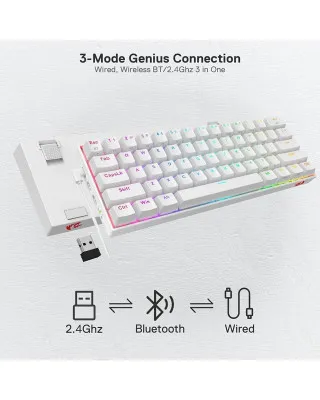 Tastatura Redragon Draconic K530 RGB Pro Bluetooth Red Switch - White 