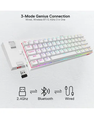 Tastatura Redragon Draconic K530 RGB Pro Bluetooth Brown Switch - White 