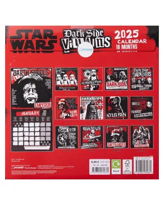 Zidni Kalendar Star Wars Villains - 2025 Square Calendar 30x30cm 