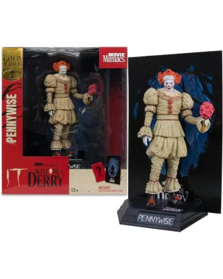 Action Figure IT: Welcome To Derry- Movie Maniacs PVC - Pennywise (Flashback) - Gold Label